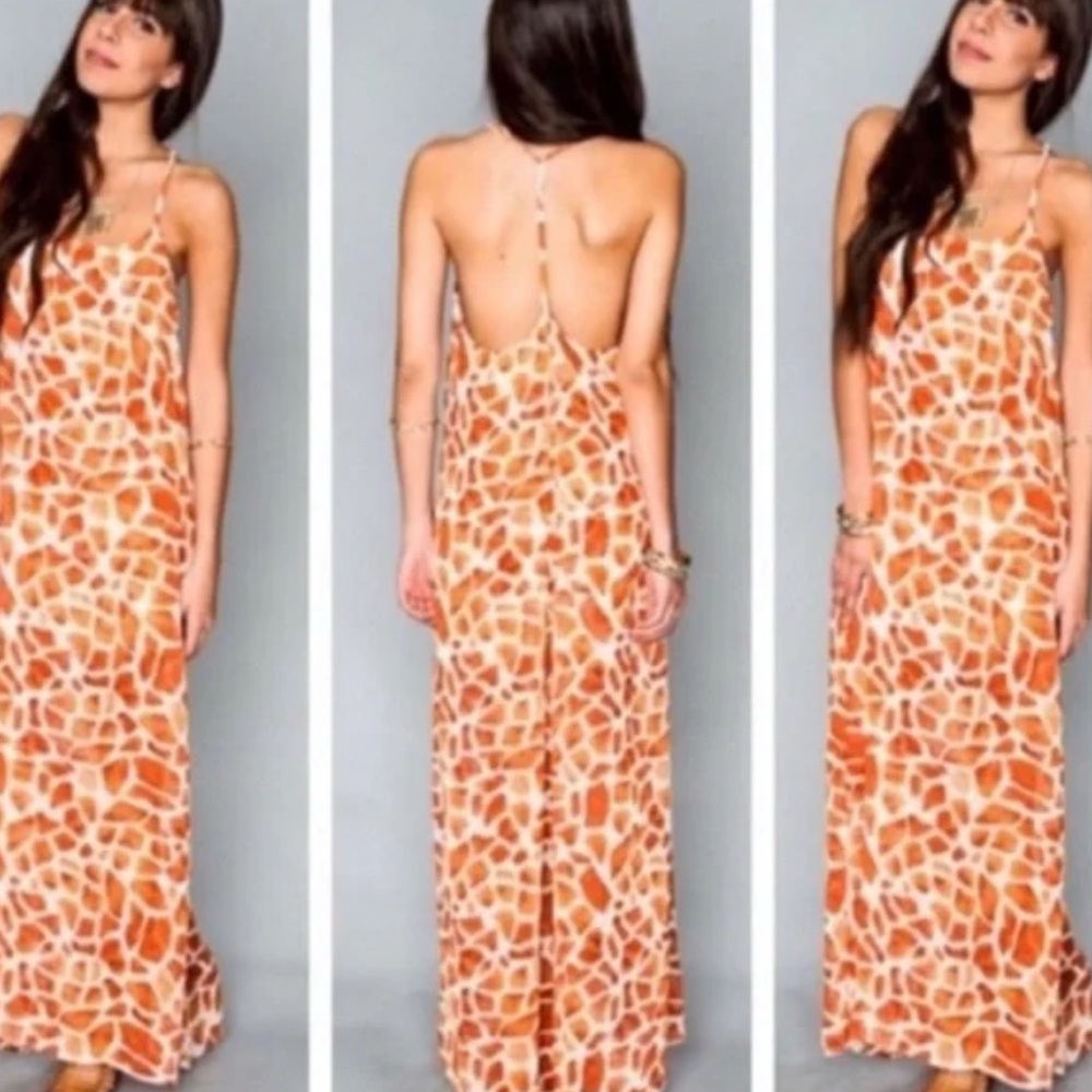 Show me your mumu Orange Giraffe Print Maxi Dress